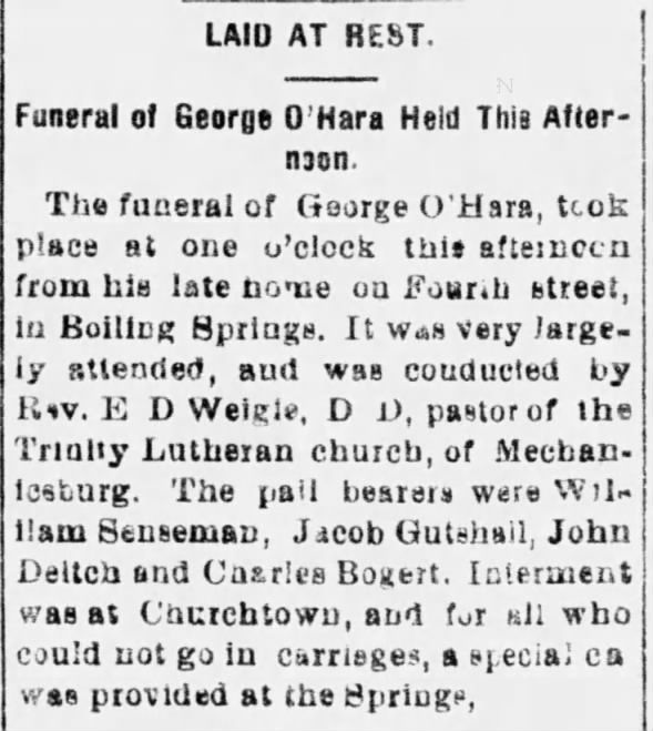 O'Hara, George funeral